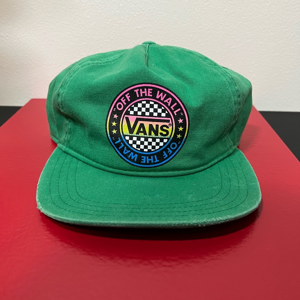 Vintage Vans 5 panel SnapBack Men’s / Unisex Hat Green Rainbow Checkered Logo